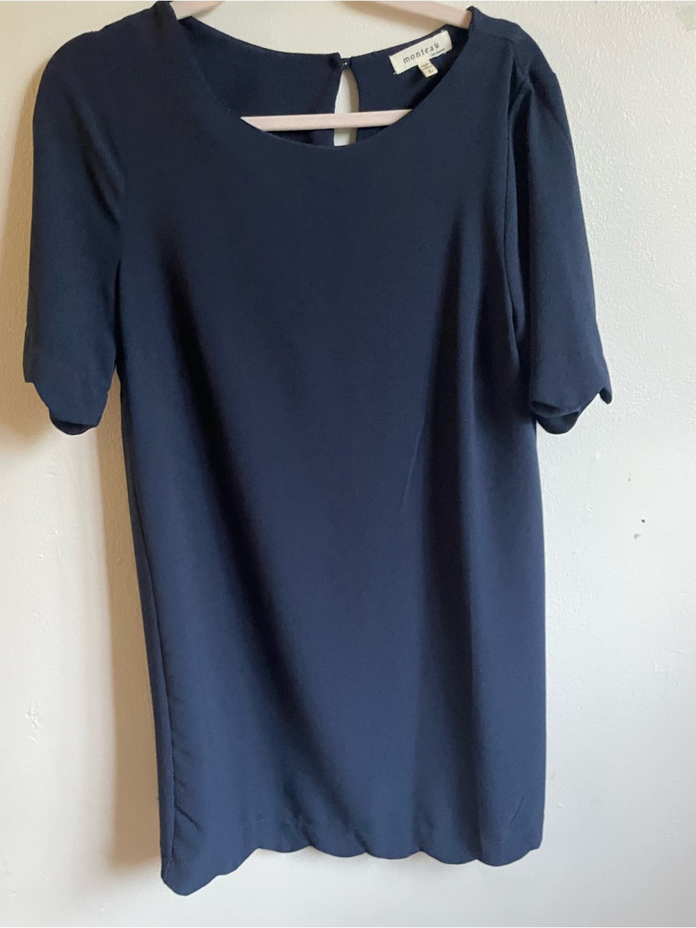 Montclair Navy Midi Dress — Classic Short-Sleeve Shift